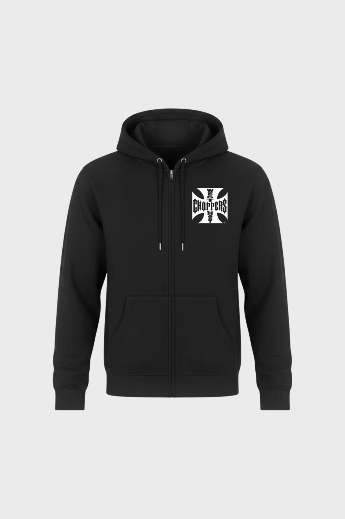 West Coast Choppers black Iron Cross biker zip hoodie - Cross Zip