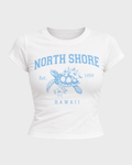 Women's North Shore Hawaii Graphic Baby Tee in Ivory