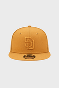 New Era San Diego Padres khaki tan 9FIFTY snapback hat front view with tonal SD logo