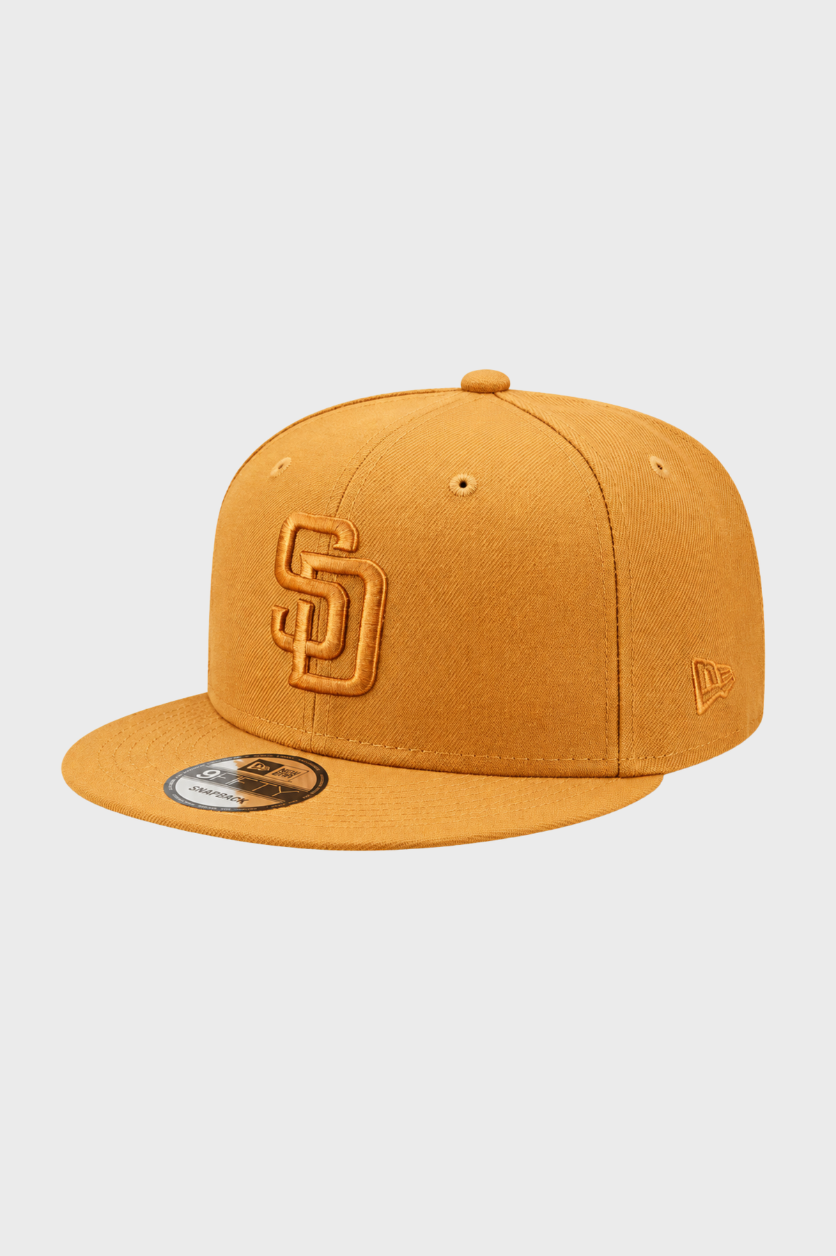 New Era San Diego Padres khaki tan 9FIFTY snapback hat side view