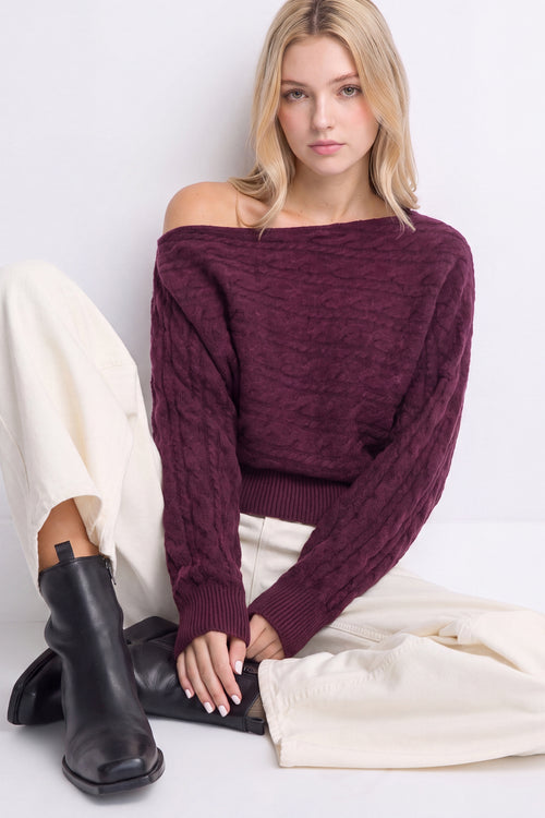 Women's Asymmetric Off-Shoulder Knit Top