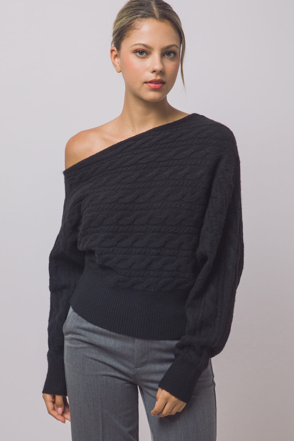 Asymmetric Off-Shoulder Knit Top for women - one-shoulder cut