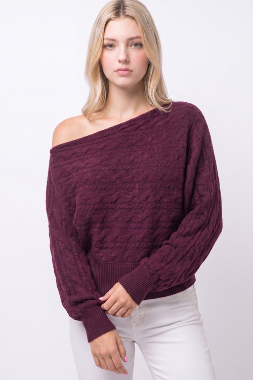 Asymmetric one-shoulder knit top - fitted stretchy women's top