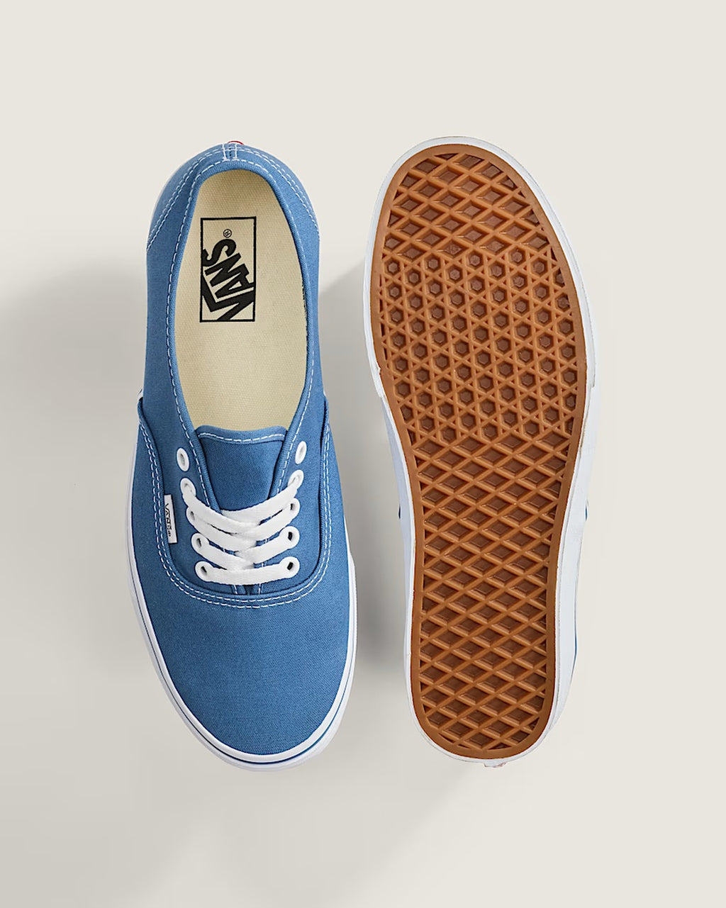 Vans Authentic Navy Blue low-top with white laces and waffle outsole