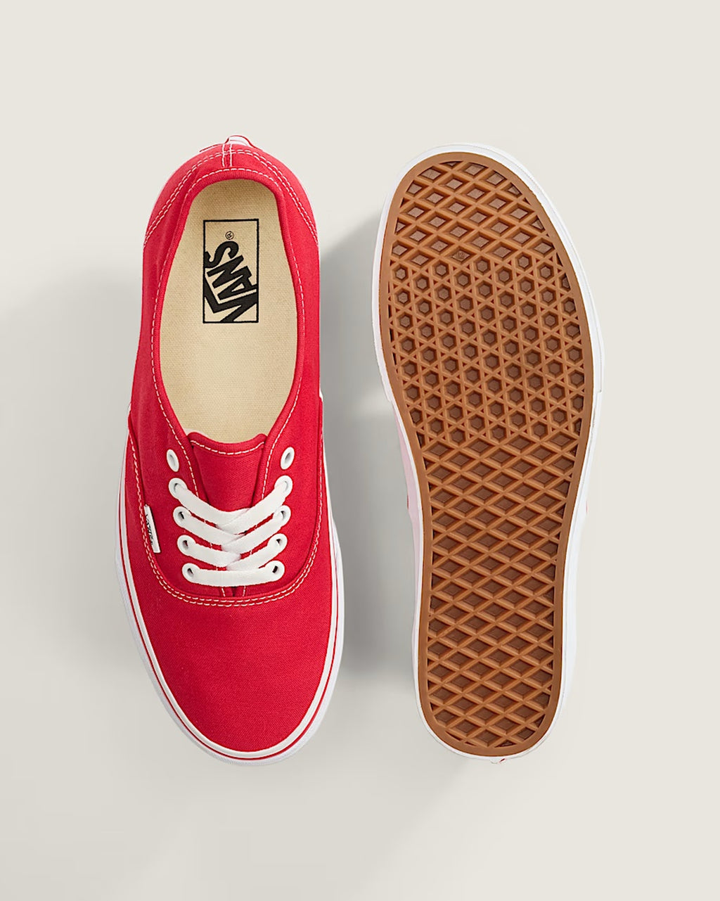 Vans Authentic RED low-top with classic waffle outsole
