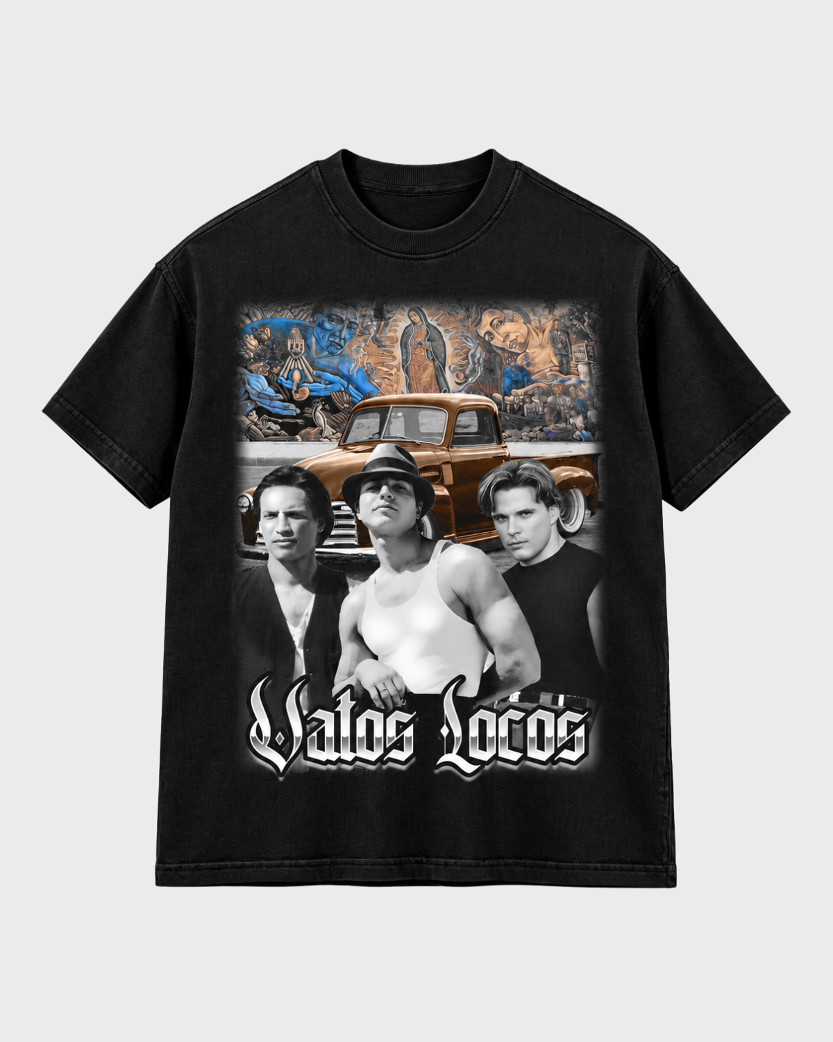 Vatos Locos Forever Chicano graphic t-shirt in black - front