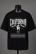 California Loyalty Tee in black, front view with gothic CA bear graphic