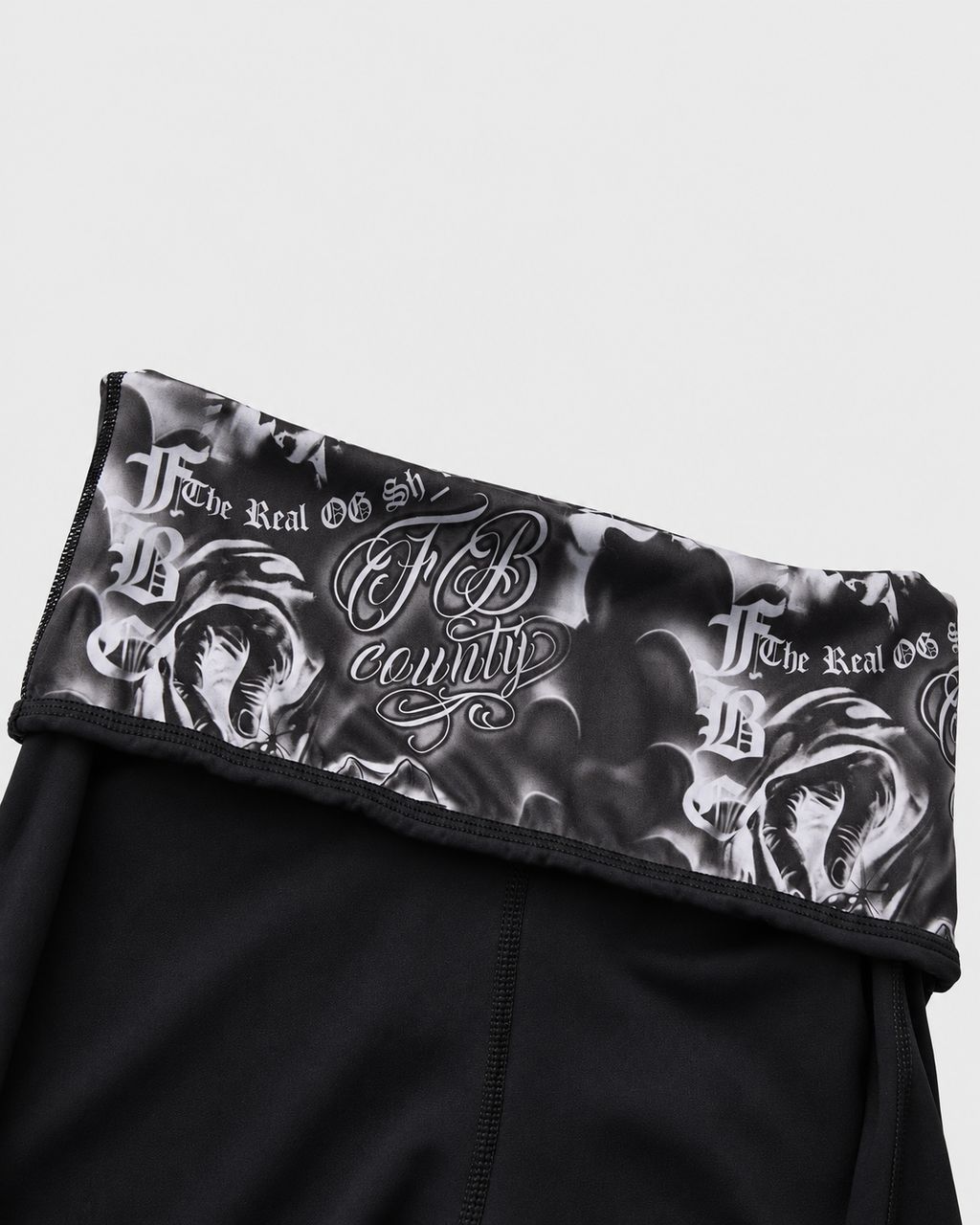 FB County Foldover Flare Legging in Black - foldover waistband detail
