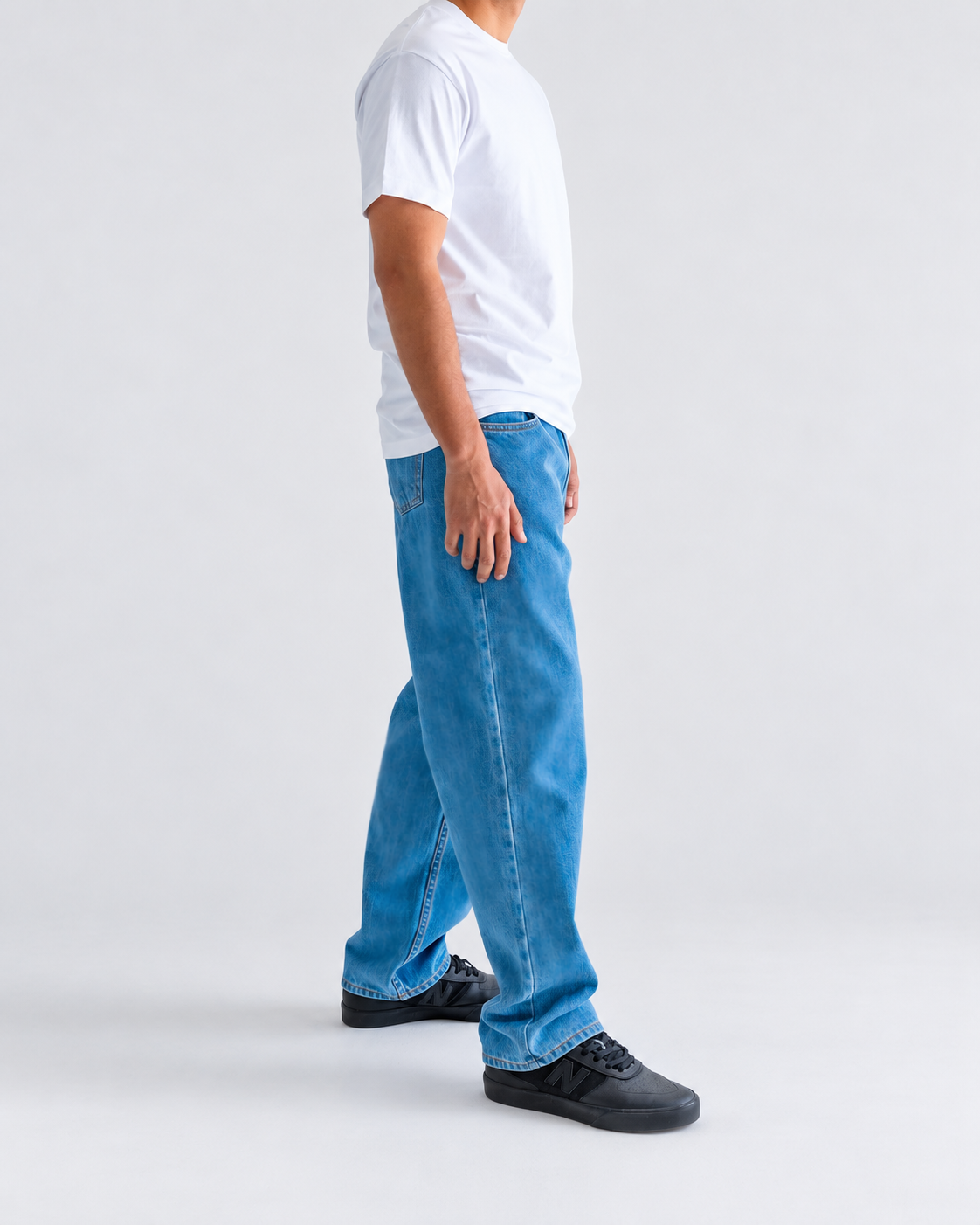 Neo Blue medium blue baggy jeans, 14 oz denim - image 4