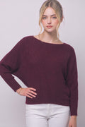 Burgundy oversized knit sweater – detail view