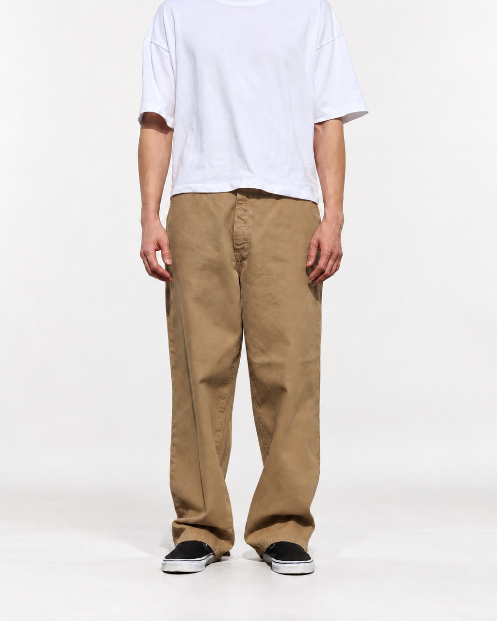 Neo Blue camel baggy chino pants, wide-leg fit - image 3