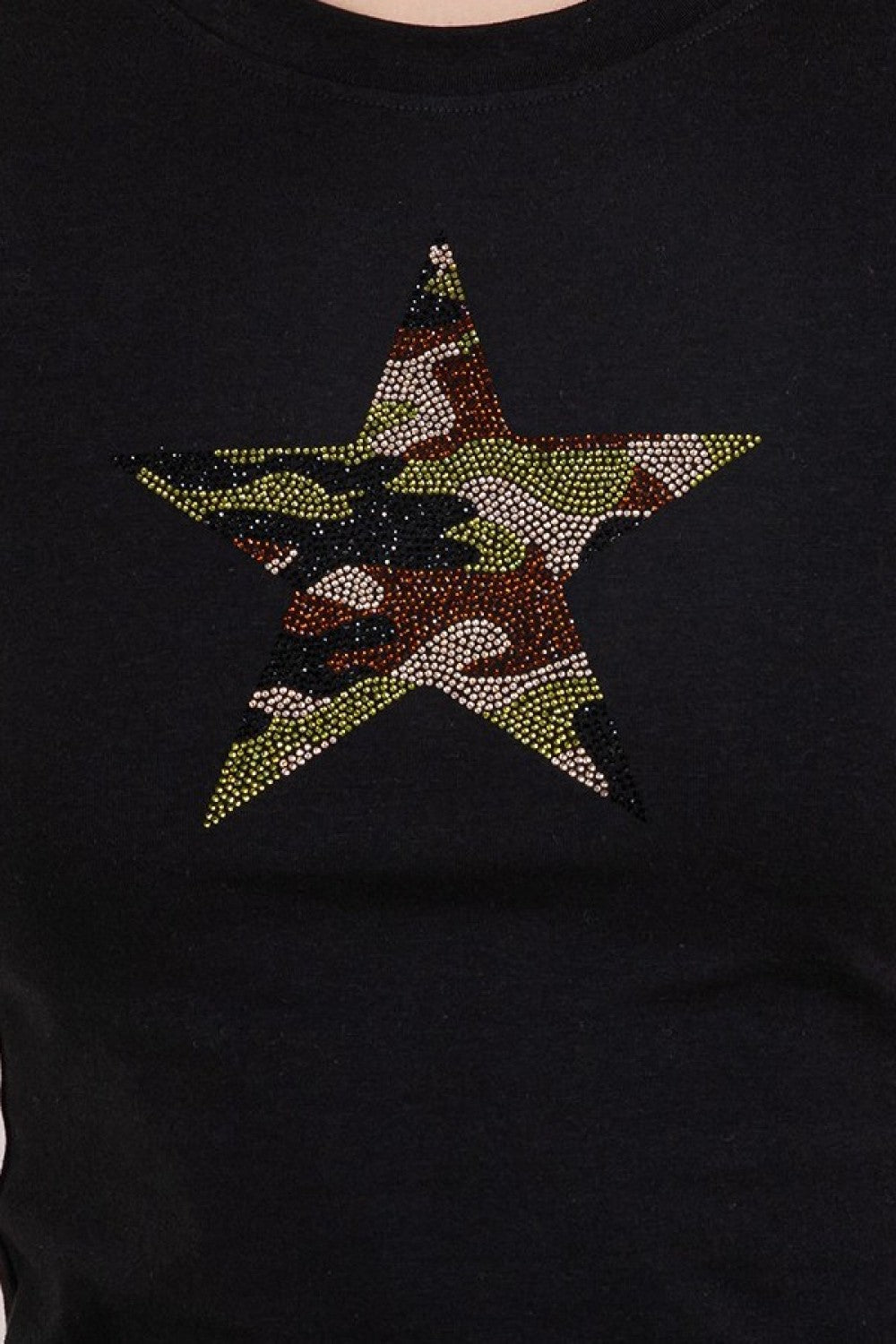 Camo Star Studded Baby Tee - women's camouflage crop top