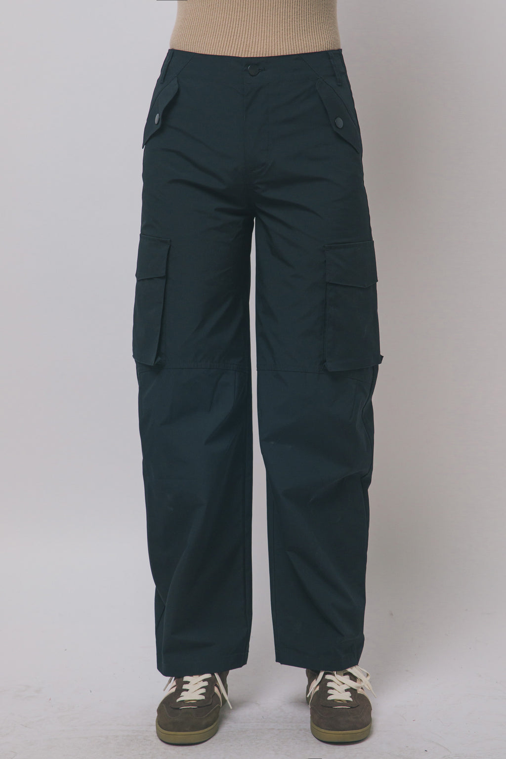 Love Tree wide leg cargo track pants in Black