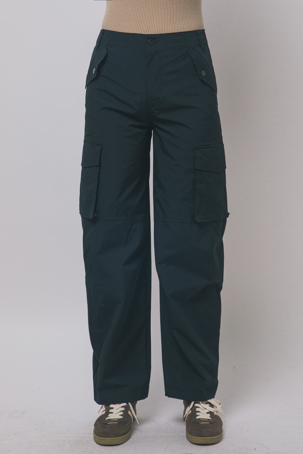 Love Tree wide leg cargo track pants in Black