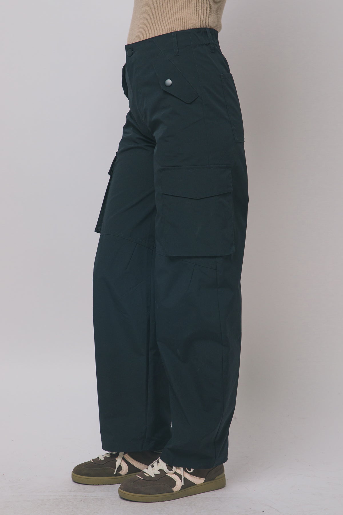 Love Tree wide leg cargo track pants in Black