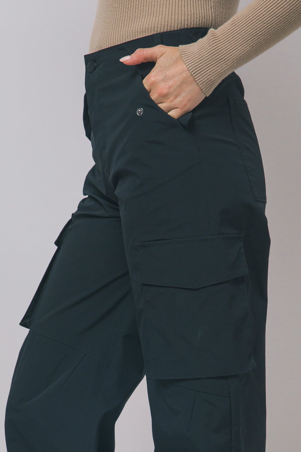 Love Tree wide leg cargo track pants in Black