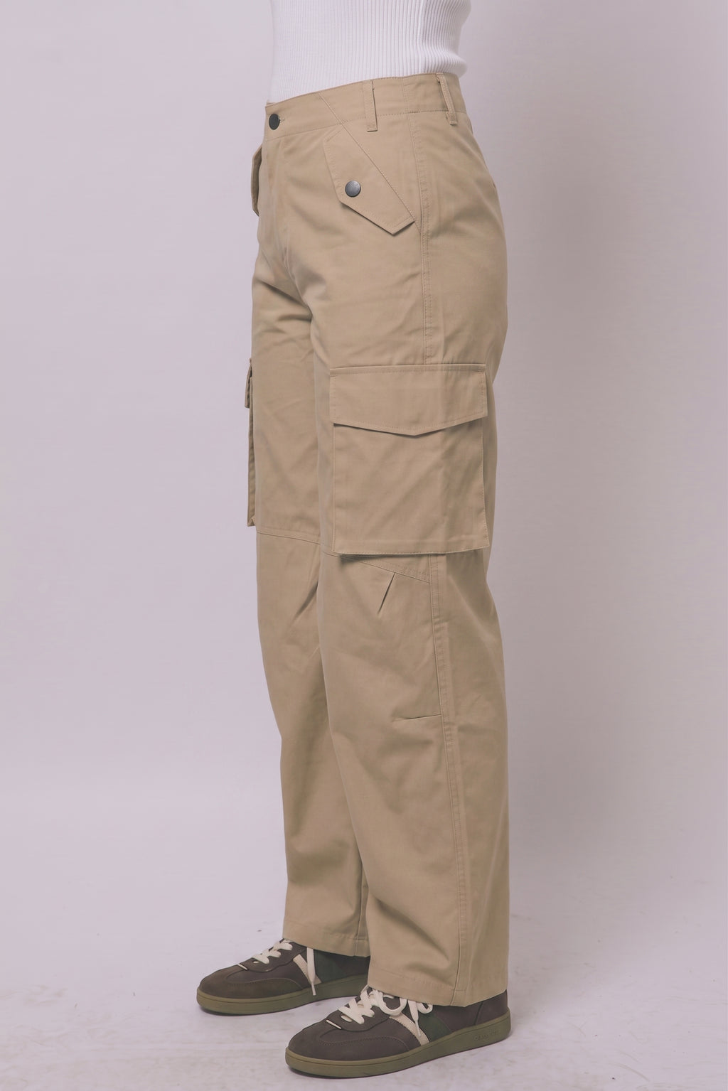 Love Tree wide leg cargo track pants in Khaki