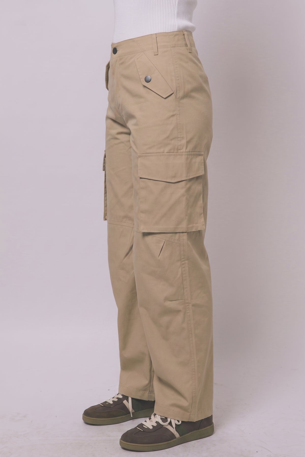 Love Tree wide leg cargo track pants in Khaki