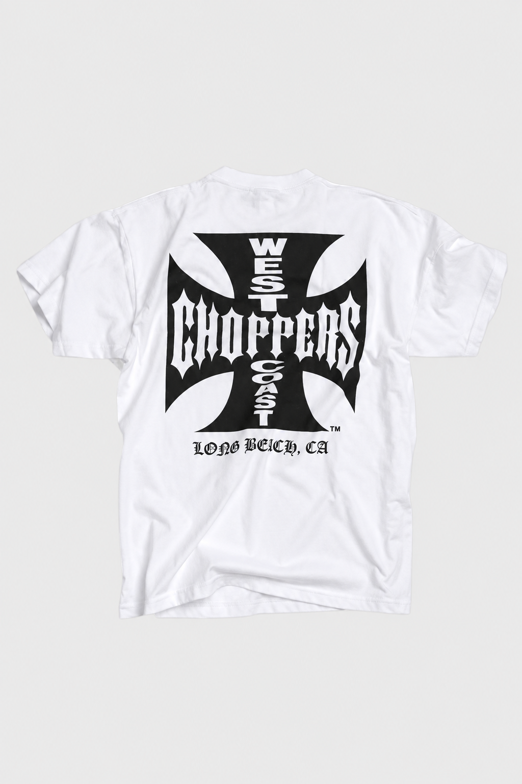 West Coast Choppers OG Classic Tee White with black Iron Cross logo