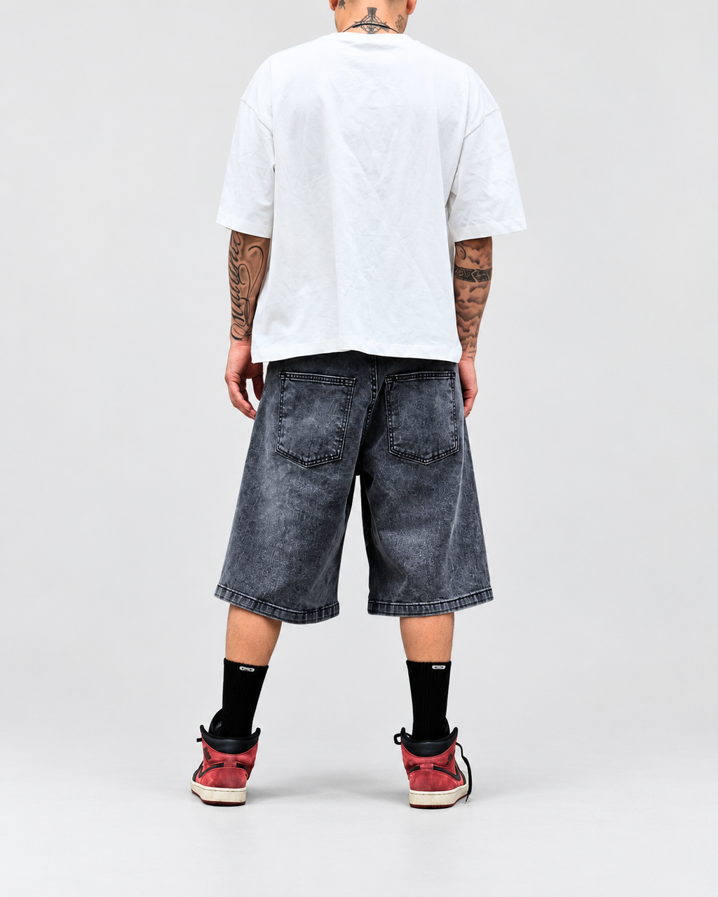 Neo Blue dark acid black baggy denim shorts - image 4