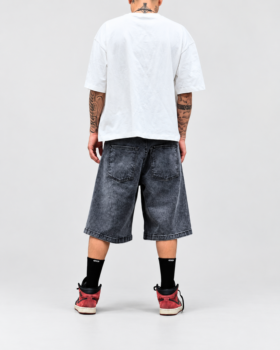 Neo Blue dark acid black baggy denim shorts - image 4
