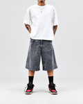Neo Blue dark acid black baggy denim shorts - image 1