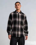 Shaka Wear Plaid Flannel Overshirt in Shadow Black