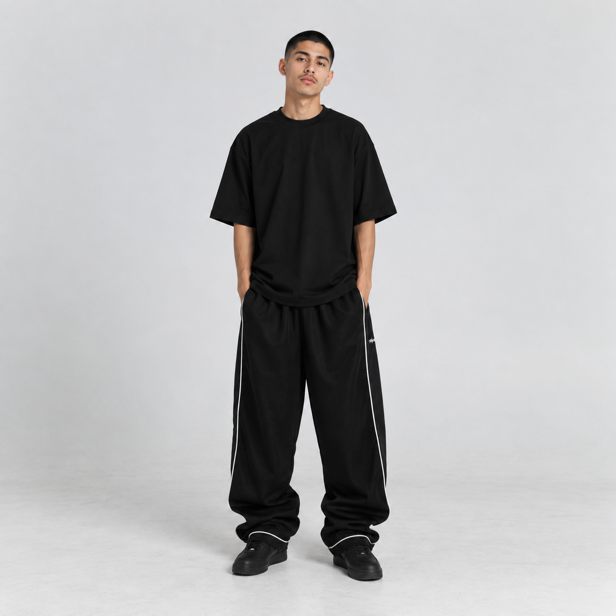 Shaka Wear Super Mesh Pants in black - lightweight mesh streetwear pants