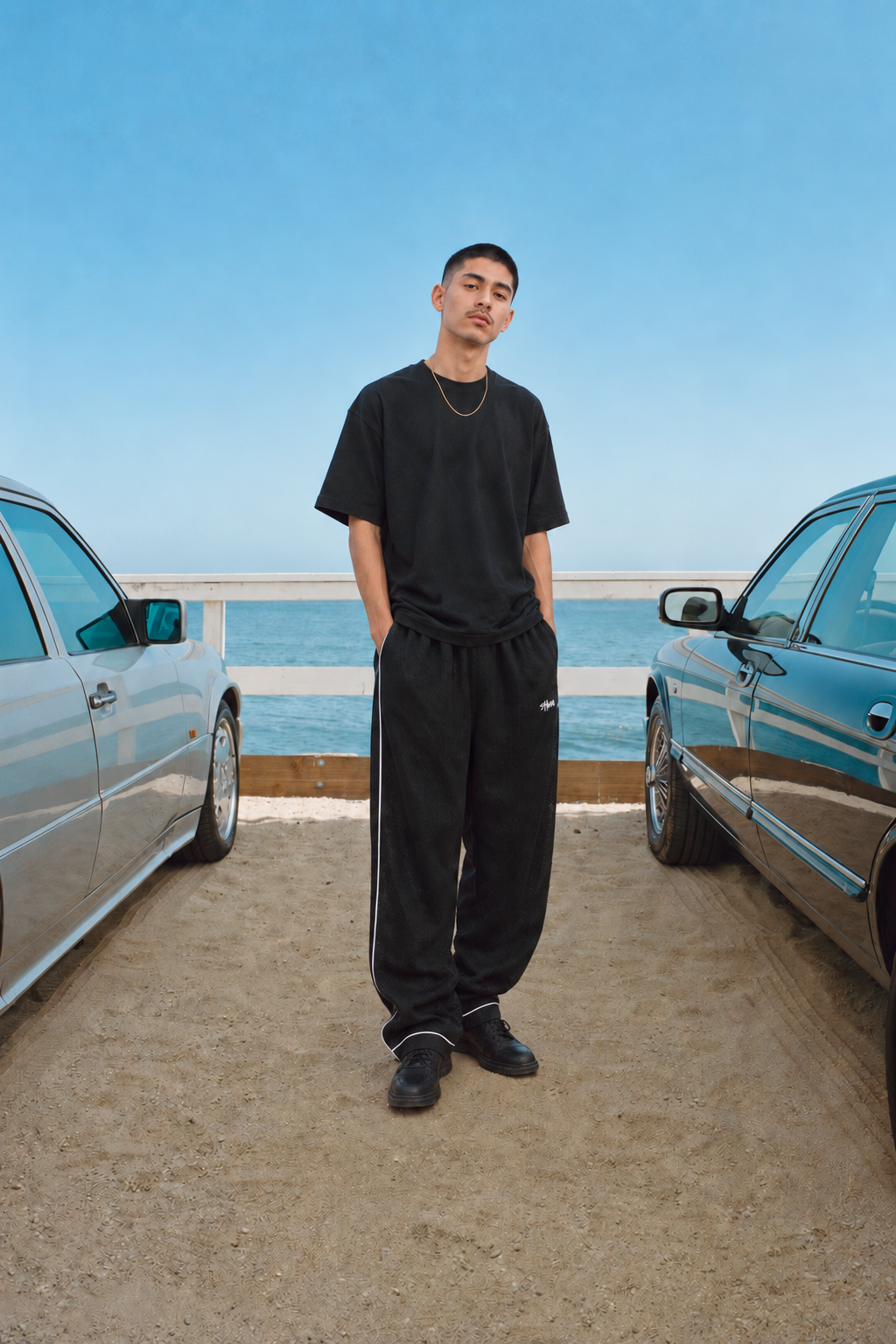 Shaka Wear black Super Mesh Pants with elastic waistband and straight leg