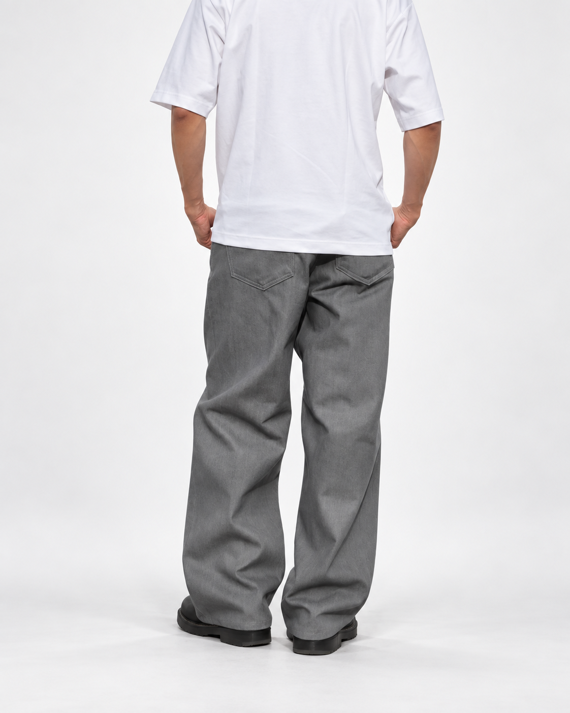 Neo Blue light grey raw denim baggy jeans, wide-leg fit - image 3