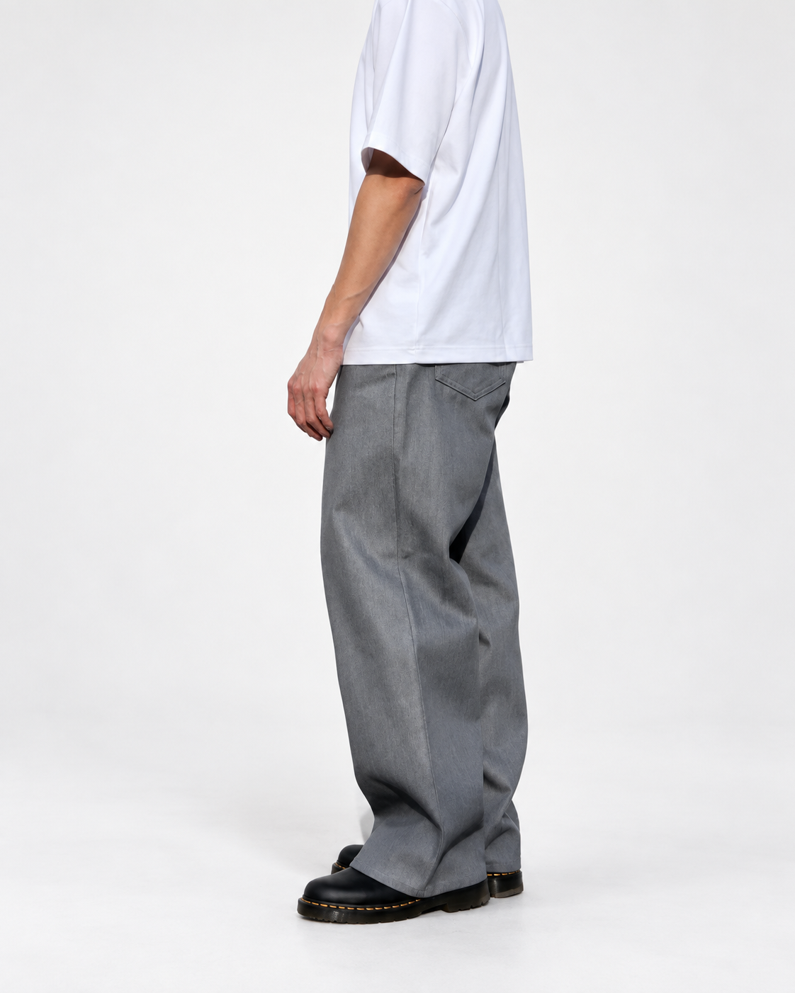 Neo Blue light grey raw denim baggy jeans, wide-leg fit - image 4