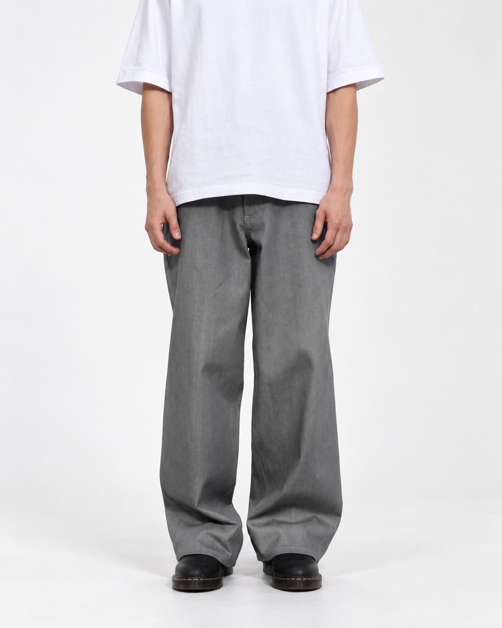 Neo Blue light grey raw denim baggy jeans, wide-leg fit - image 1