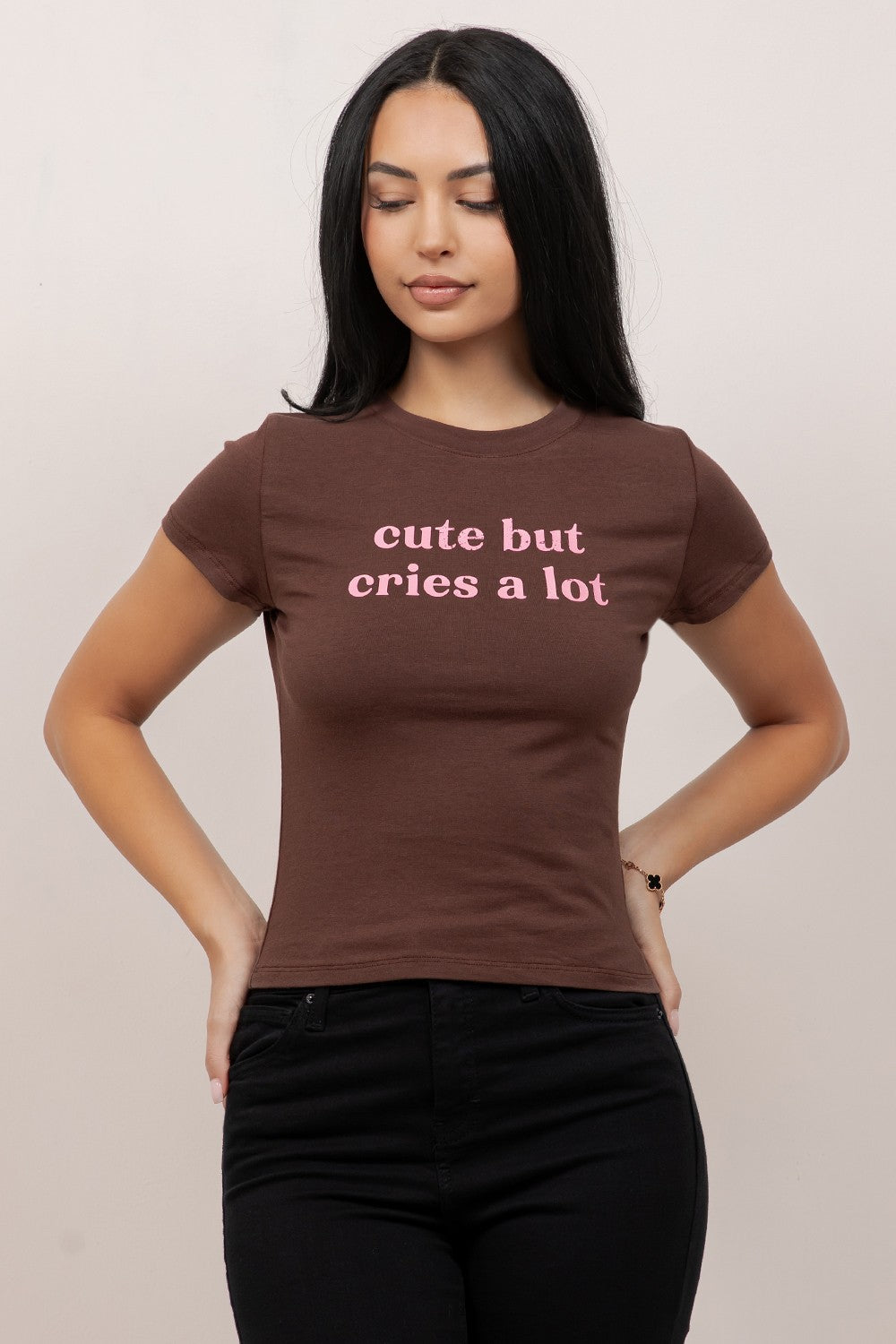 Cute But Cries A Lot Baby Tee styled outfit
