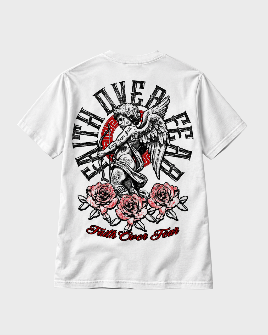 Faith Over Fear angel graphic tee in white - Christian streetwear
