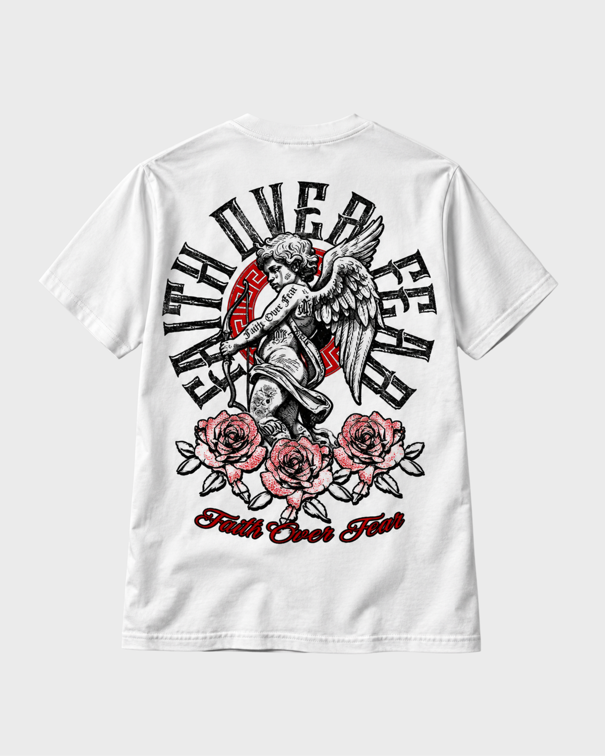 Faith Over Fear angel graphic tee in white - Christian streetwear