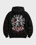 Faith Over Fear angel graphic pullover hoodie in black - back print