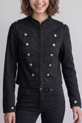 Love Tree hussar braided denim top in Black