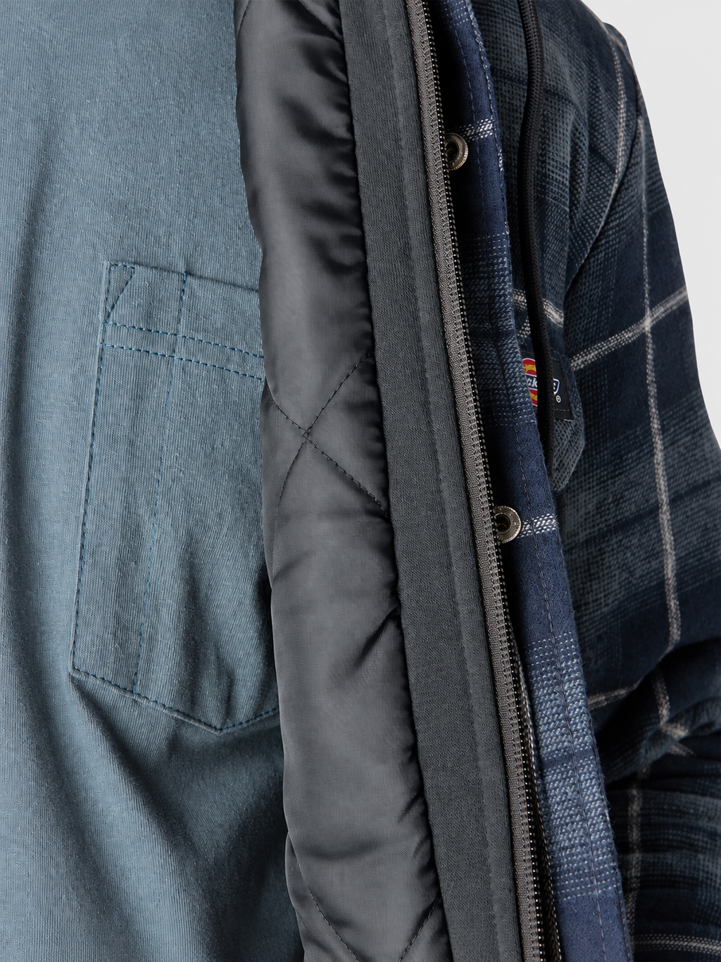 Dickies Flannel Hooded Shirt Jacket, open front detail