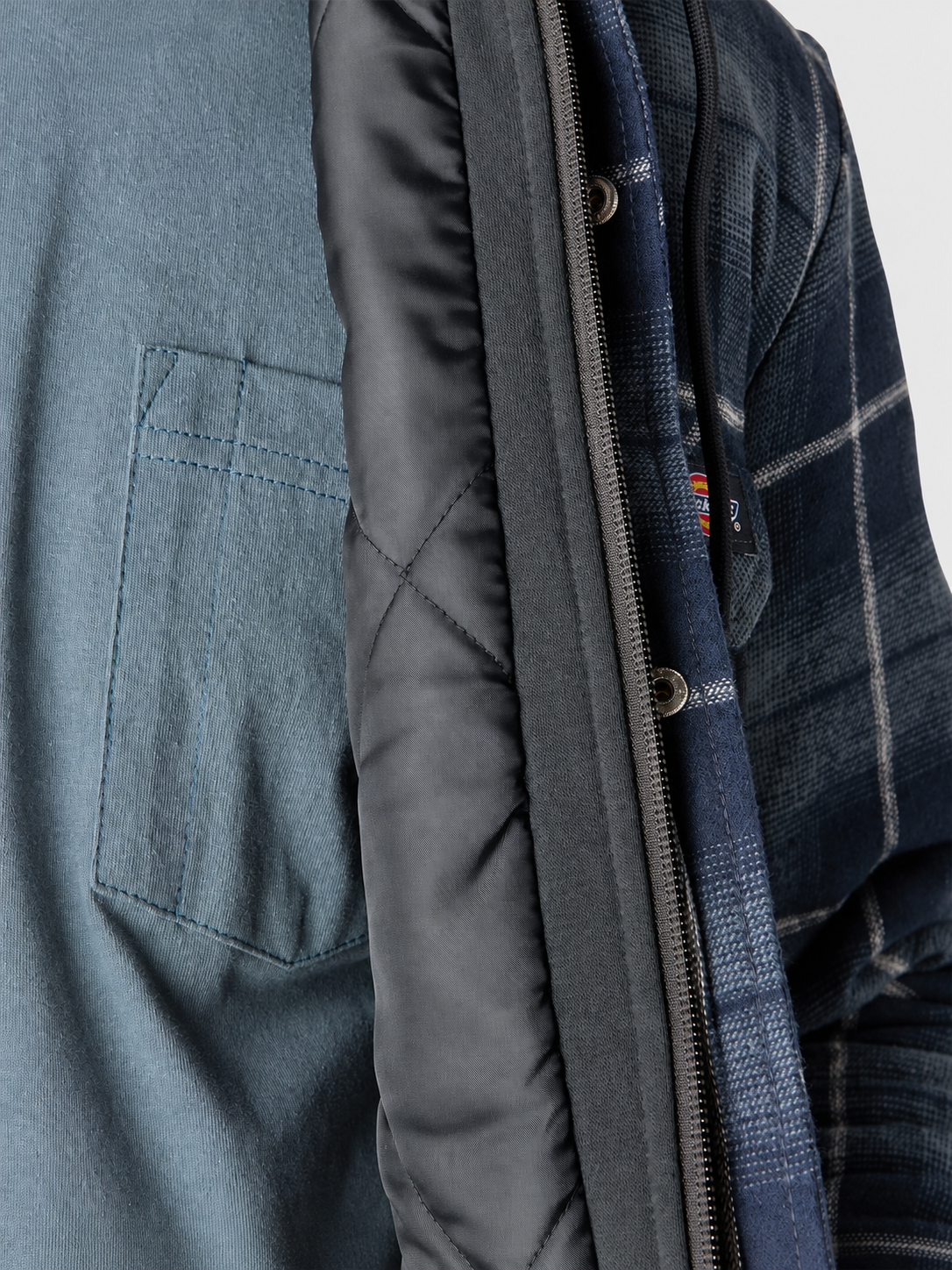 Dickies Flannel Hooded Shirt Jacket, open front detail