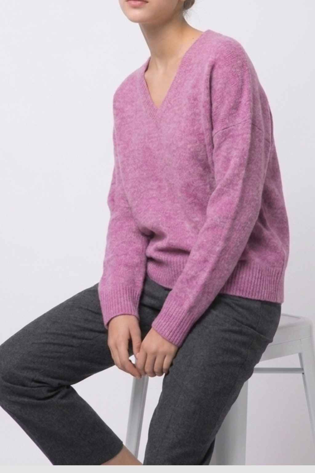 Oversized V Neck Drop Shoulder Sweater