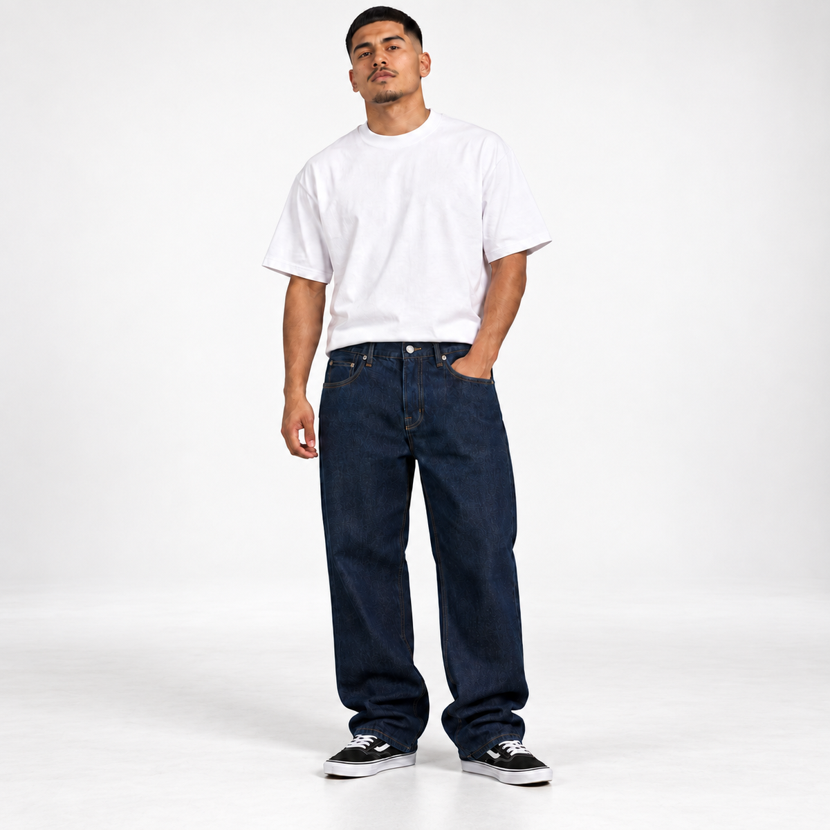 Pro Club Loose Fit Denim Jeans in Dark Blue