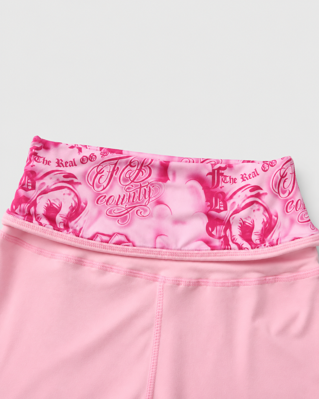 FB County Foldover Flare Legging in Pink - foldover waistband detail