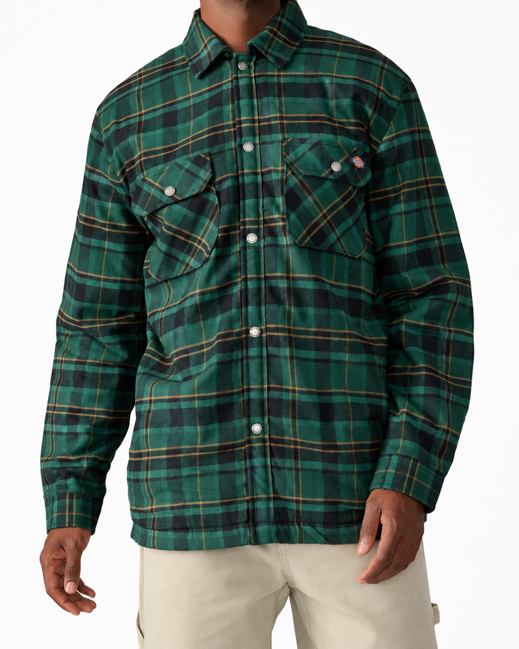 Dickies Lined Flannel Shirt Jacket in Green Plaid