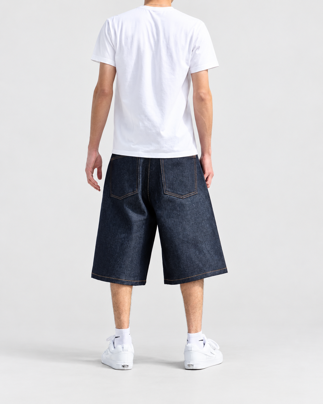 Neo Blue super dark pleated baggy denim shorts - image 3