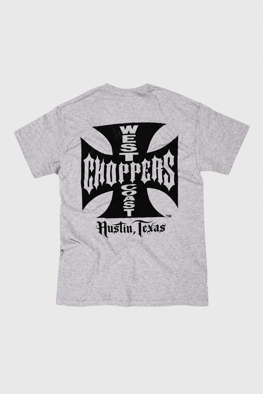 West Coast Choppers heather gray Iron Cross biker tee - OG ATX