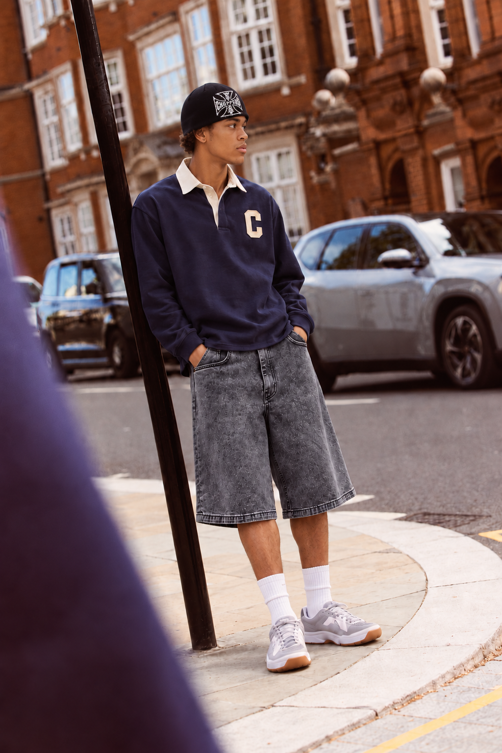 Neo Blue dark acid black baggy denim shorts - image 2