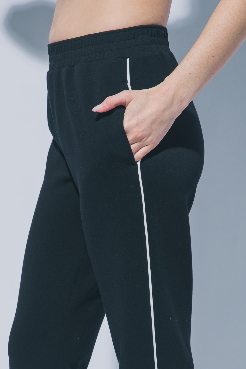 Women's black wide leg track pants