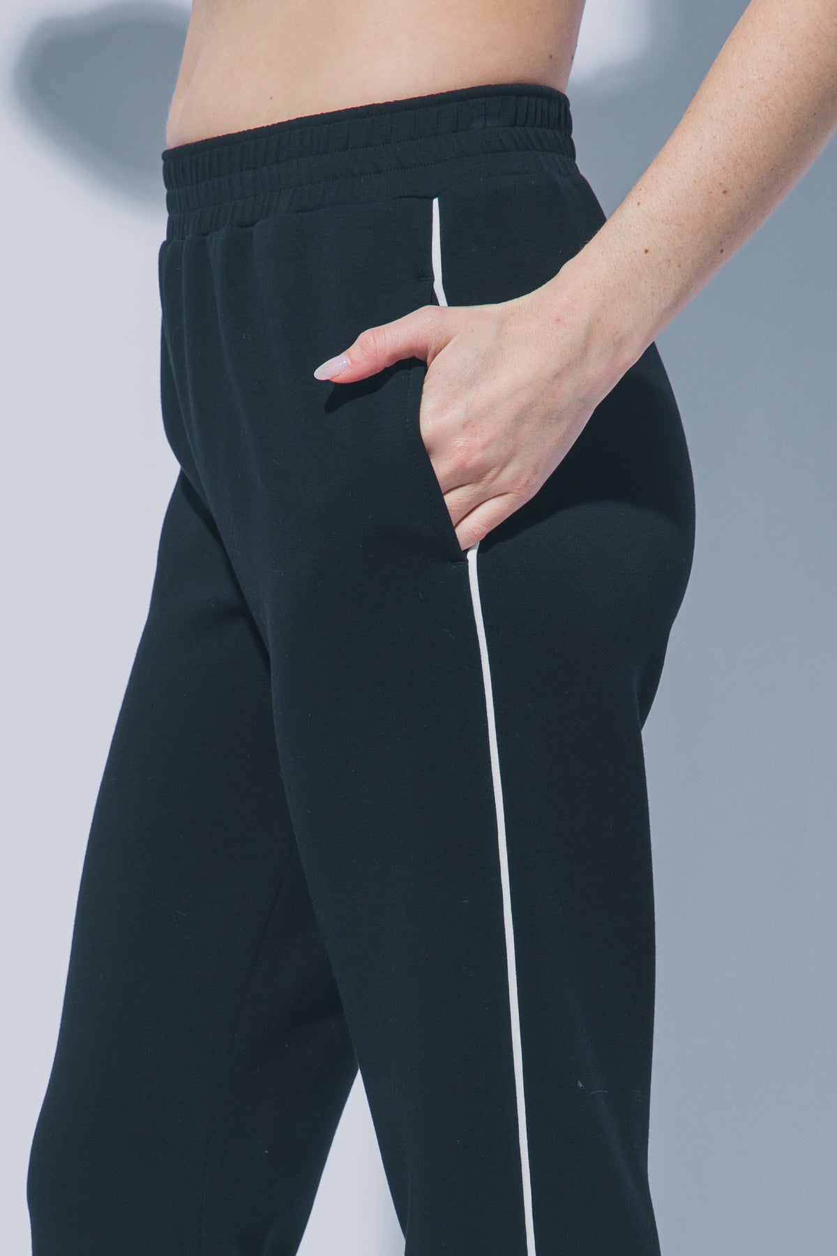 Women's black wide leg track pants