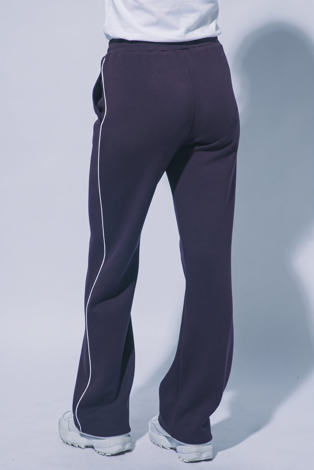 Wide Leg Track Pants with Piping