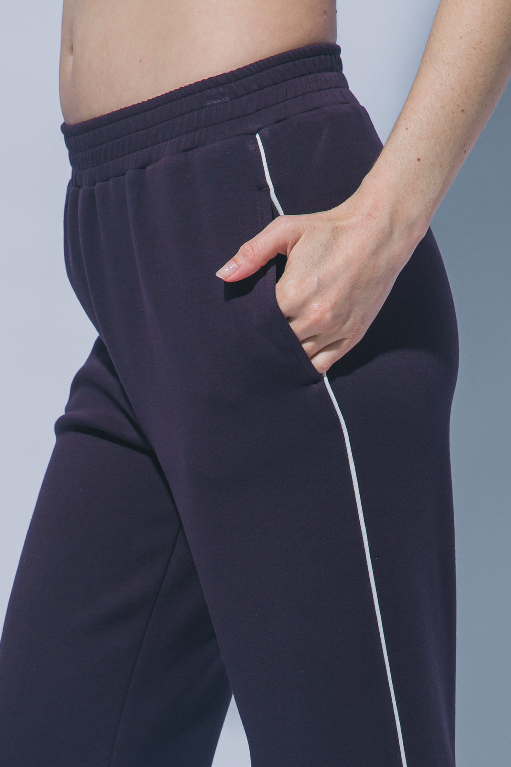Wide Leg Track Pants with Piping